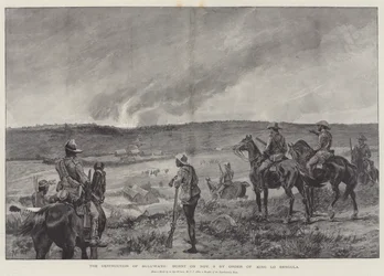 The Destruction of Buluwayo, burnt on 3 November by Order of King Lo Bengula